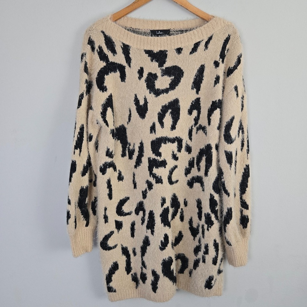 Lulus Tight Knit Sweater Womens M Multicolor Animal Print Long Sleeve‎ Pullover
